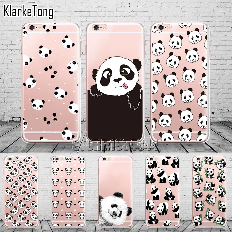 

Cute Cartoon Animal Panda Case For Iphone X SE 5 5S 6 6S 7 8 Plus Transparent Silicone Phone Back Cover Coque