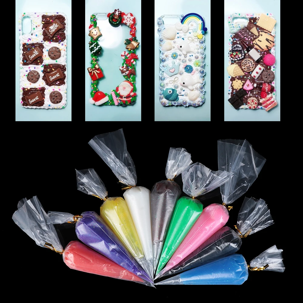 Цветной 50 мл мерцающий Кристалл моделирование мороженое футляр для телефона из гелевой пены Торты Торт Крем клей ногтей мягкое украшение из глины
