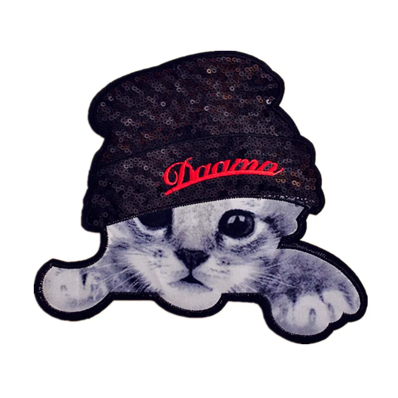 Sequined Big Cat Patch Sew On Patches For Clothing Sewing Applique