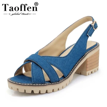 

TAOFFEN Big Size 34-43 Leisure High Heels Women Summer Shoes Comfortable Sandals Brand New Black Shoes Woman Daily Footwear