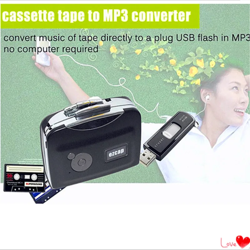 USB cassette capture Player Tape to PC Super Portable USB Cassette to MP3 Converter Capture with
