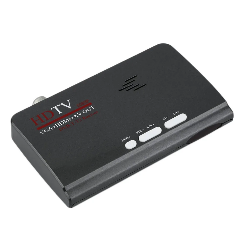 

EU Digitale Terrestrial HDMI 1080 P DVB-T/T2 TV Box VGA AV CVBS Tuner Ontvanger Met Afstandsbediening HDMI HD 1080 P VGA DVB-T2