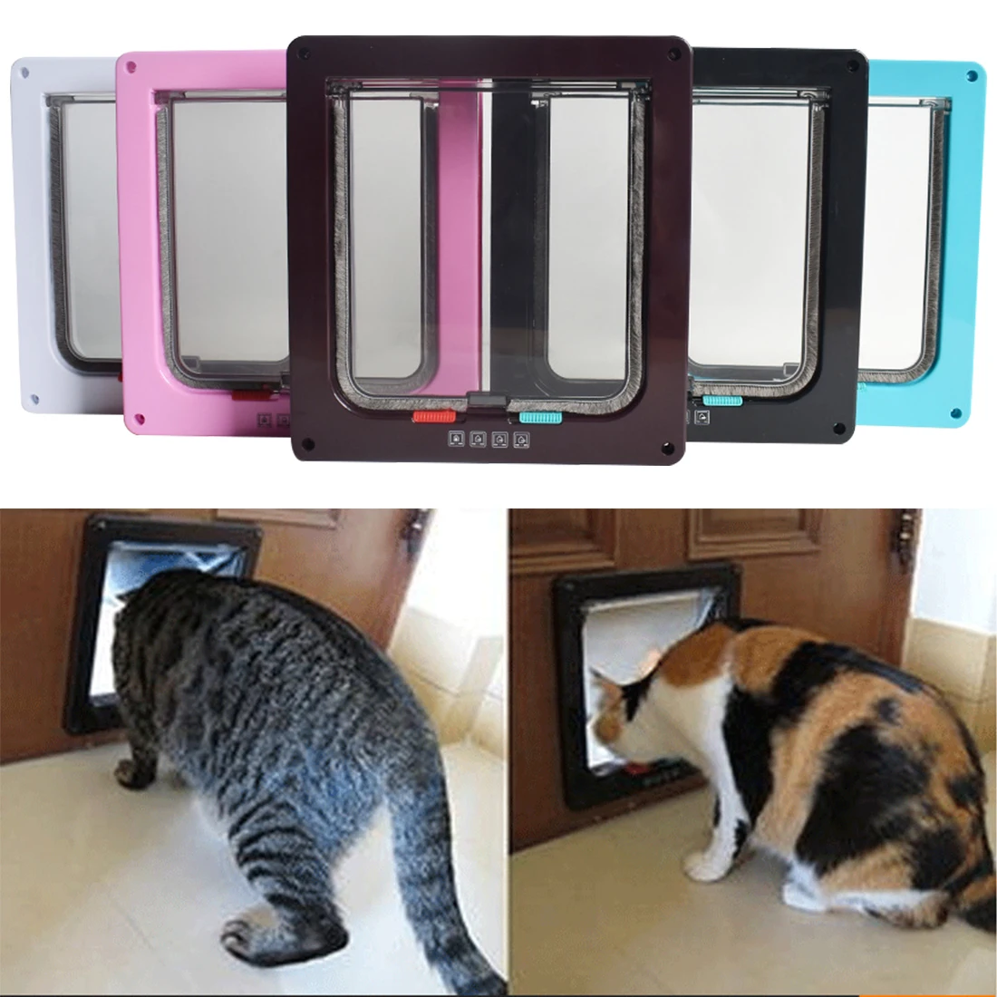 Kopen Hond Kat Kitten Deur Beveiliging Flap Deur 4 Manieren Afsluitbare Wall Mount Deur Dier Kleine Kat Hond Hek Huisdier levert