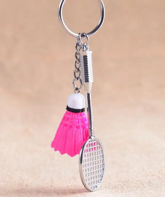 Mini badminton Keychain Cute Sport badminton Racket Keychain key rings