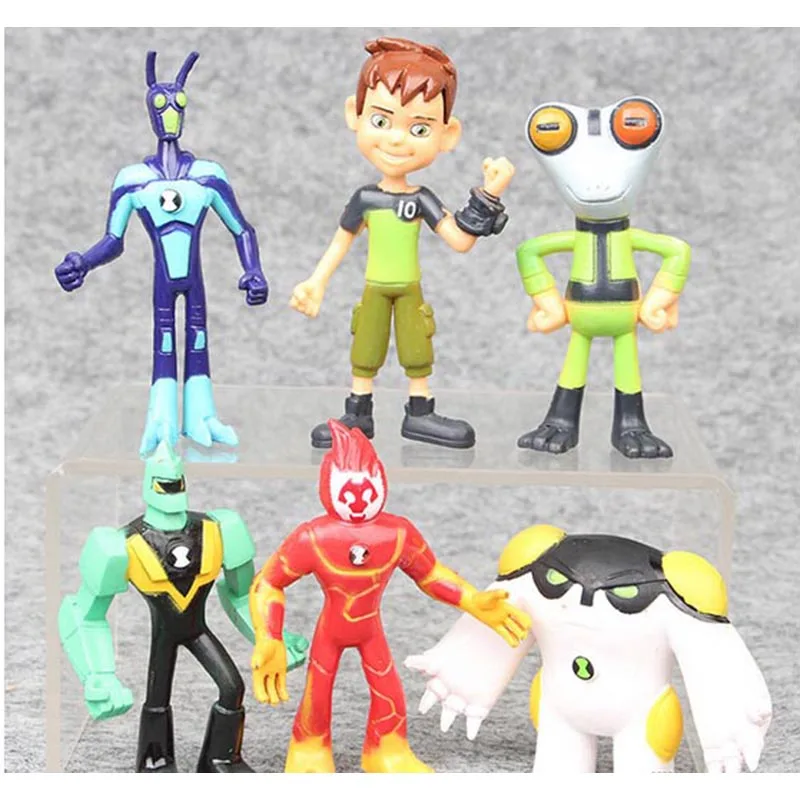 

Ben 10 Kineceleran Diamondhead Heatblast Toys For Children Earth Defender Ben Tennyson Four arms Grey Matter Action Figures 6Pcs