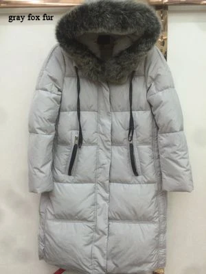 AYUNSUE/Лидер продаж, европейская осенне-зимняя куртка с утиным пухом, Женская парка, новинка, длинная толстая куртка с мехом енота и лисы, Женская куртка LX1009