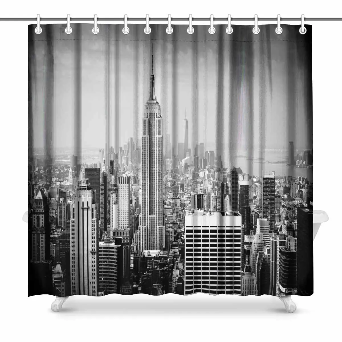 Aplysia New York City Lower Manhattan Skyline Polyester Fabric Bathroom