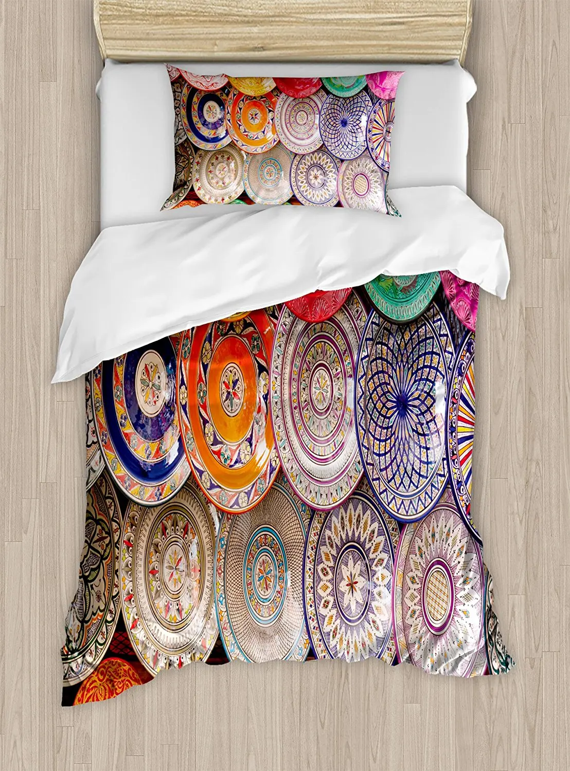 Moroccan Duvet Cover Set , Traditional Arabic Handcrafted Colorful