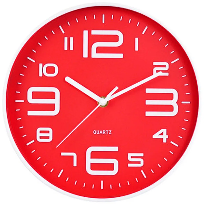 Стерео бесшумные настенные часы для гостиной настенные часы; кварцевые часы настенные карманные часы - Цвет: Красный
