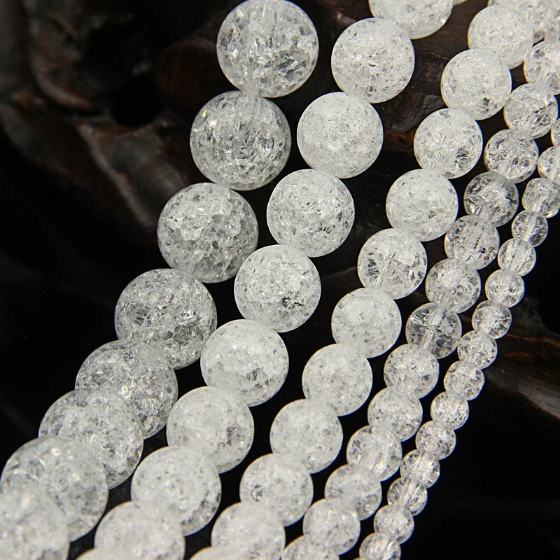 White Popcorn crystal beads Natural stone Top quality Round Crack Loose