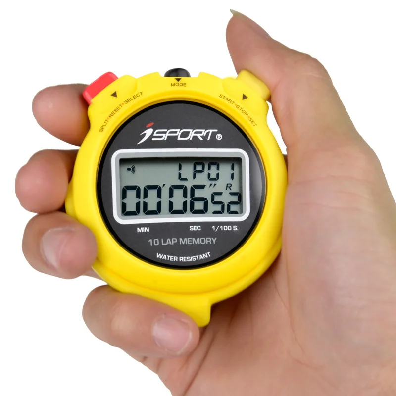 Electronic chronograph stopwatch professional referee sports stopwatch seconds 10 laps memory fitness watch movement timer 58g