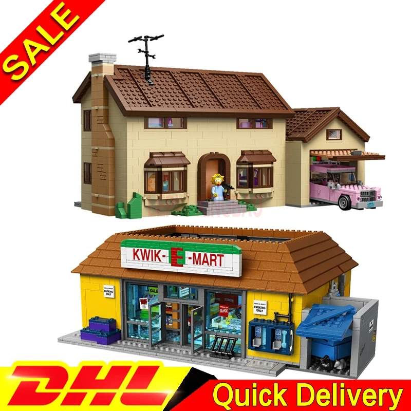 LP 16004 Симпсоны KWIK E MART + 16005 Симпсон семейная модель строительные блоки для детей