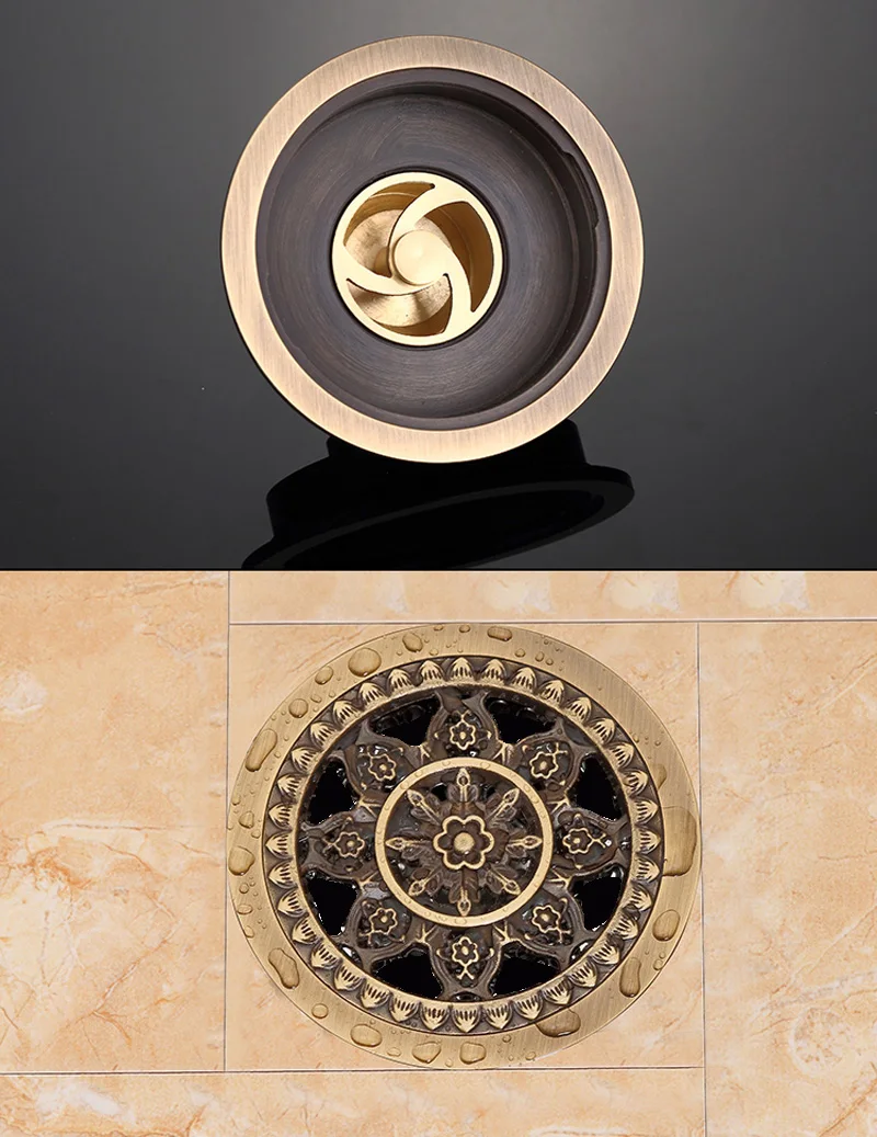 4 Inch Bronze Antique Brass Round Bathroom Floor Drain