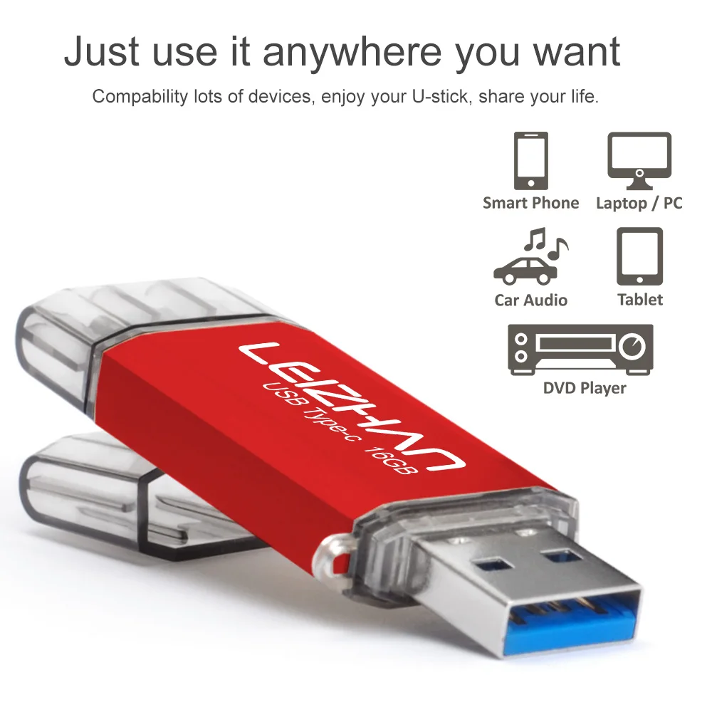 LEIZHAN USB C флеш-накопитель 256 ГБ TYPE-C Флешка USB 3,0 для samsung S10 S9 S8 флеш-накопитель 16 ГБ 32 ГБ 64 ГБ 128 ГБ флешка