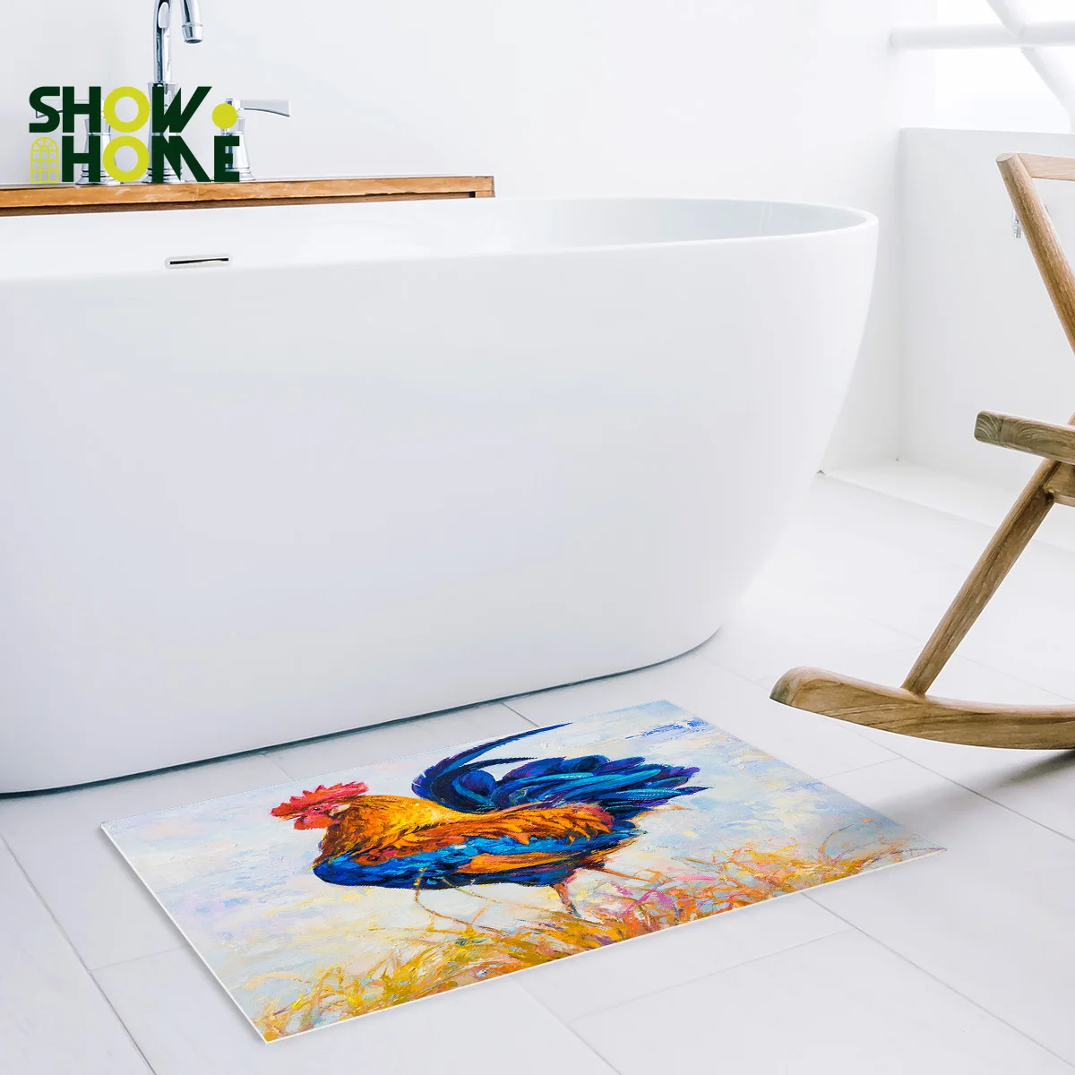 Showhome Rural Cock набор штор для душа с ковриками аксессуаров ванной из