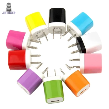 

500pcs/lot Colorful 1A US Plug AC Power Adapter Square type Home Wall charger single port USB Charger for iPhone 4 5 6 10 colors