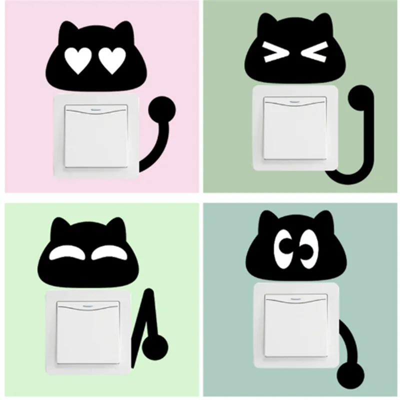 

Cartoon Removable Cute Lovely Black Cat Switch Wall Sticker Vinyl Decal Home Decor Decal