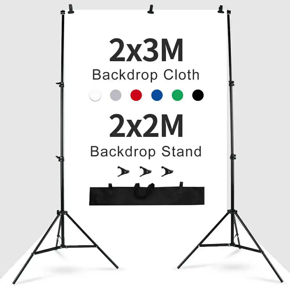 2x2 м фоновый светильник с 2x2 м черный белый зеленый красный синий серый нетканый тканевый студийный комплект - Цвет: Белый