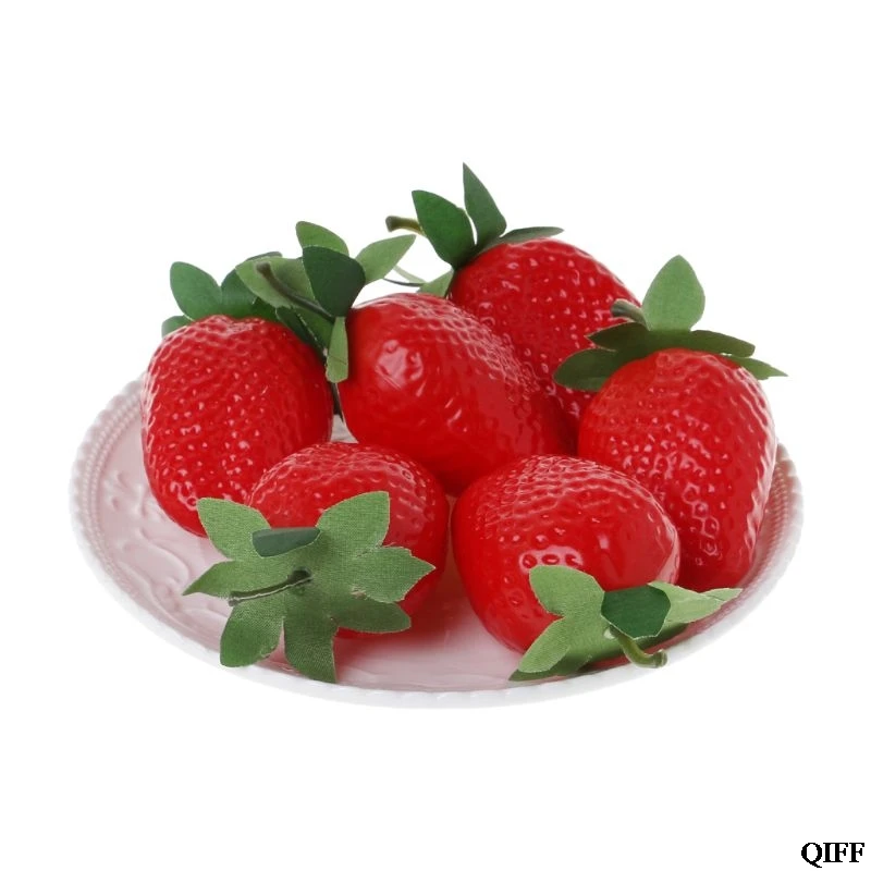 

Drop Ship&Wholesale Lifelike Artificial Simulation Strawberry Fake Display Fruit Model House Kitchen Party Decorative APR29