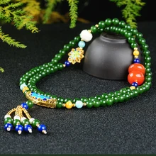 Природного нефрита и натуральный нефрит бисер на нити браслет три размера 5 мм) масло круг Мода браслет из бусин 5230