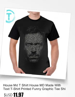 House Md T Shirt House MD Made With Text T-Shirt Printed Funny Graphic Tee Shirt 100 Polyester Short Sleeves Mens Classic Tshirt