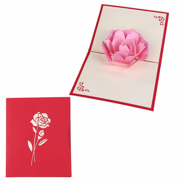 3D Pop Up Kartu Ucapan Buatan Tangan Bunga Mawar Ulang 