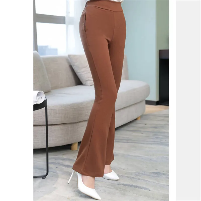 Новинка, женские брюки-клеш с высокой талией, рабочая одежда, облегающие брюки, эластичные брюки размера плюс, женские брюки-клеш, формальные calca - Цвет: caramel colour