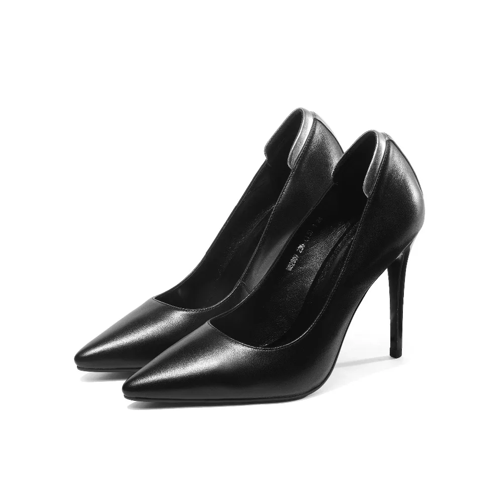 

Women's leather shoes Europe and America Handmade pointed-toe office&career ladies pumps Solid color super high heel all match