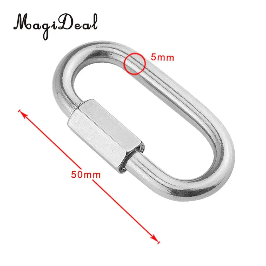 5mm X 50mm Stainless Steel Carabiner Screw Lock Quick Link Ring Hook Buckle