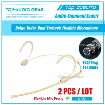 

Free Shipping 2pcs/Lot Flesh 4-Pin TA4F Mini XLR Connector Earhook Headworn Headset Microphone For SHURE Wireless Body-pack Mic