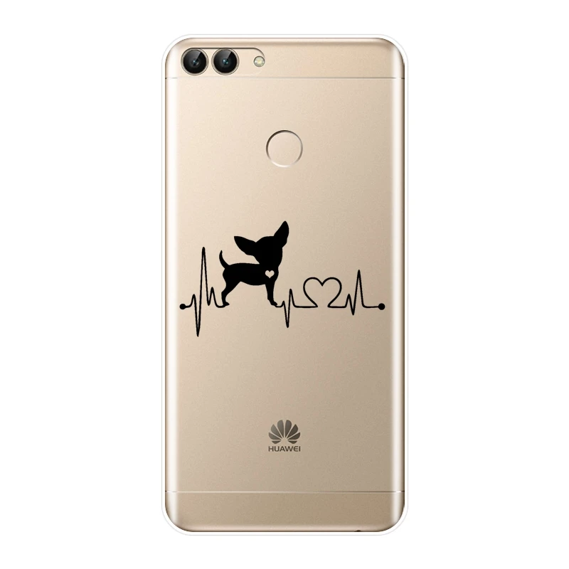 Чехол из ТПУ с сердечками и собаками для Huawei P8 P9 P10 P20 Lite 2017 силиконовая задняя
