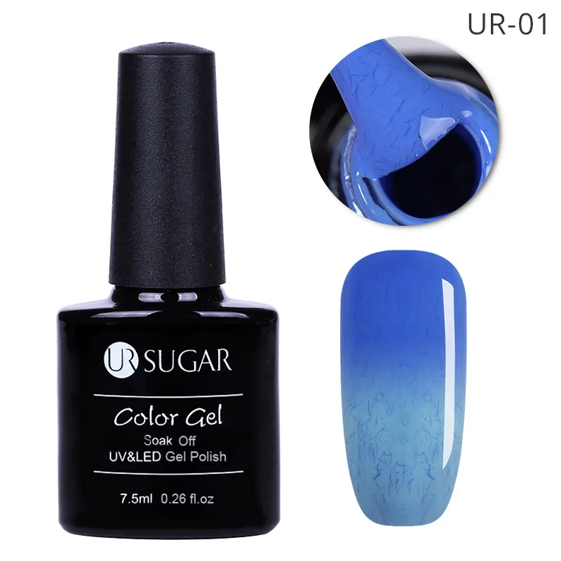Ur Sugar, 3 цвета, Термальный Гель-лак для ногтей, изменение температуры, замочить, УФ Гель-лак для ногтей, 7,5 мл, маникюрный лак - Цвет: 01
