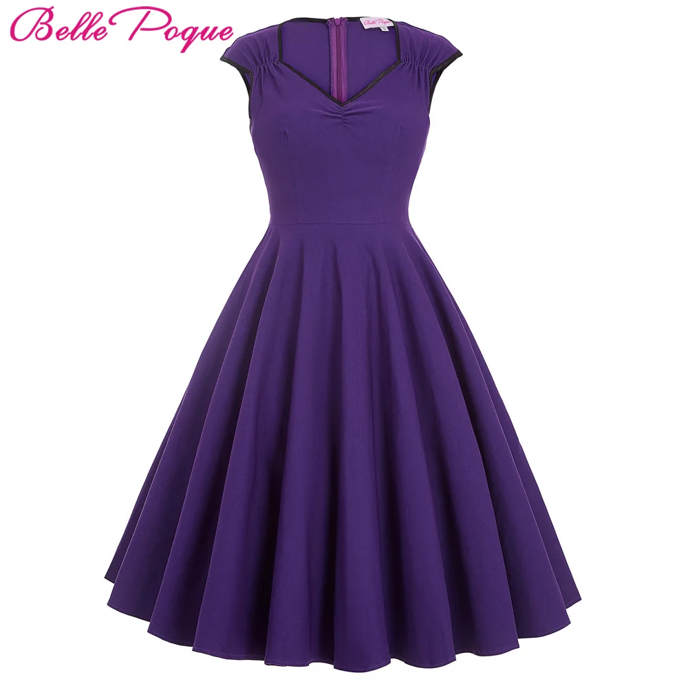 

Women Dress 2018 Robe Vintage 1950s 60s Rockabilly Swing Summer Dresses Jurken Sexy V Neck Casual Purple Blue Tunic Vestidos