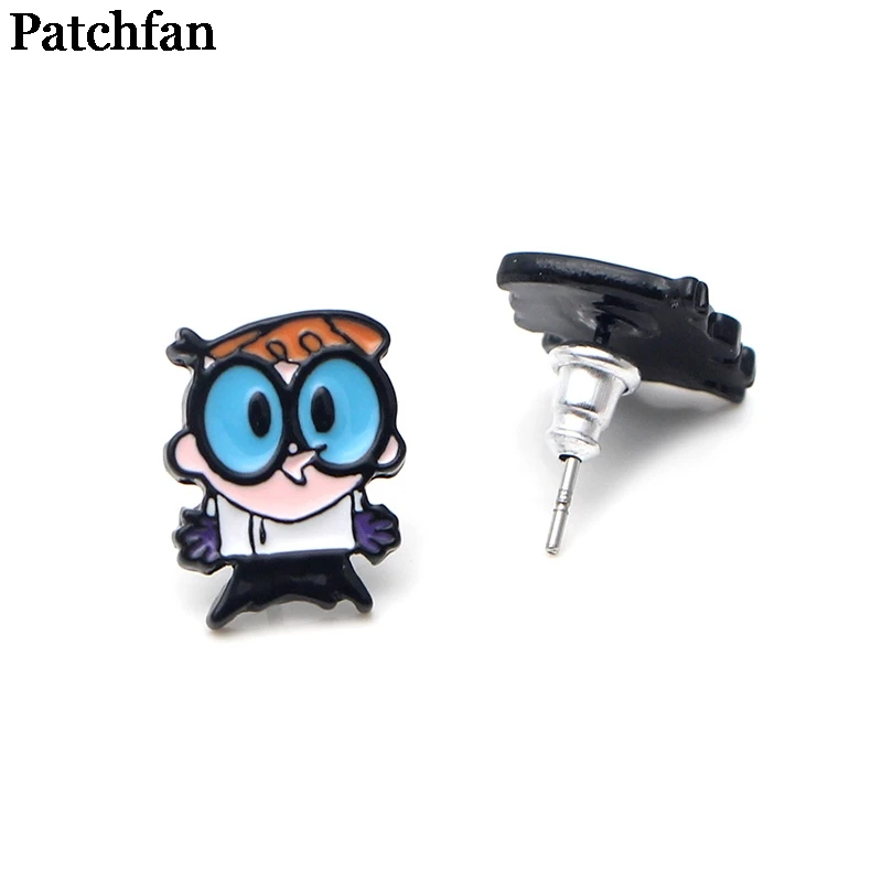 

Patchfan Dexter's Lab cartoon trendy charm design stud earrings party favors jewelry gifts girlfriend for birthday present A1977