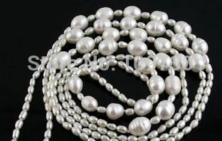 

Jewelr 004112 LONG 50" 11MM WHITE RICE FRESHWATER PEARL NECKLACE