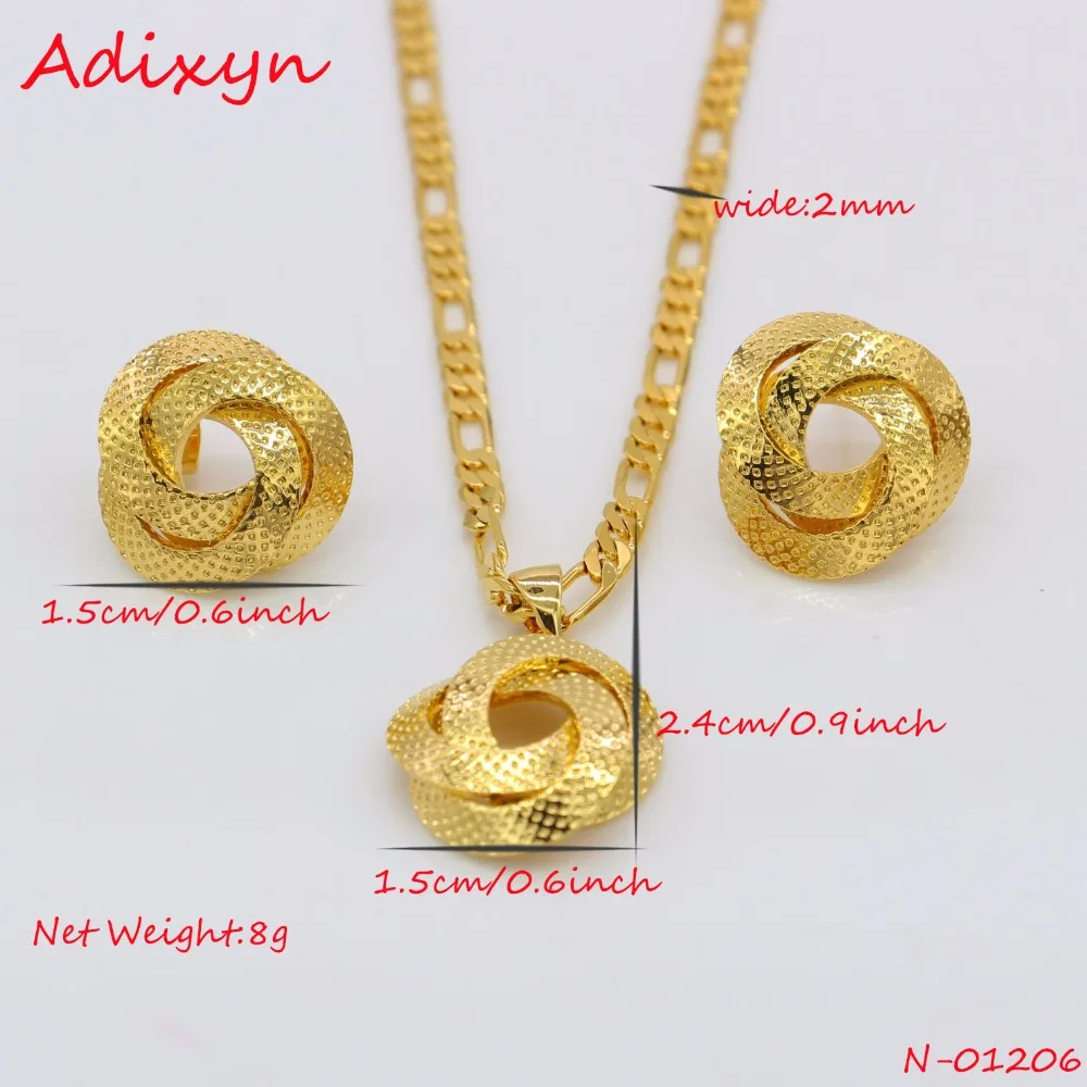Adixyn Light Dubai Necklace/Earrings/Pendant Jewelry Set for Women/Girls/Kids Fashion Metal Russia Jewelry Gifts