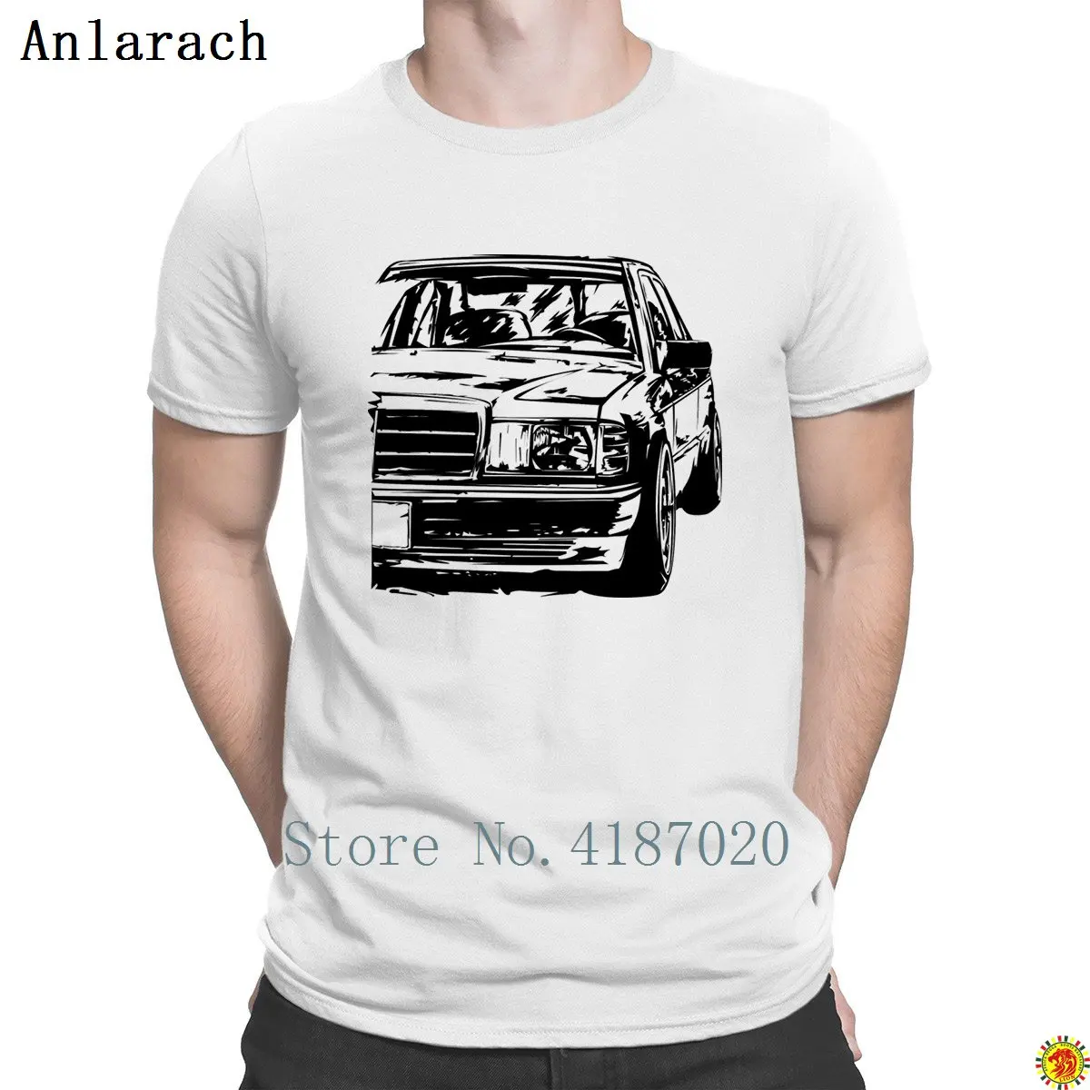 

W201 Tshirt Funny Pop Top Tee Interesting Summer Tshirt For Men Knitted Kawaii Slim Fit Anlarach Round Neck