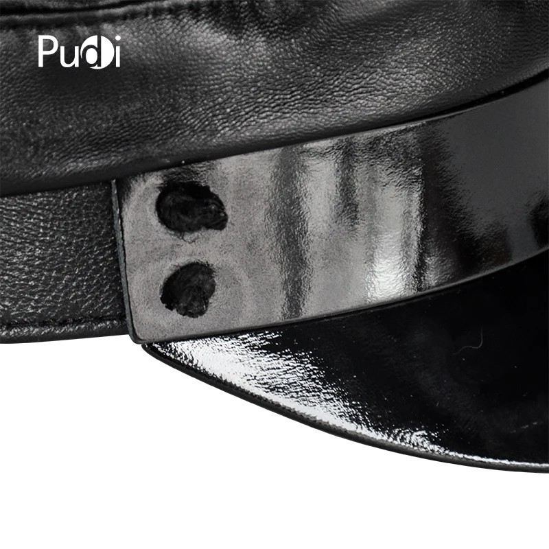 Женская шапка в стиле милитари Pudi Шляпка из натуральной кожи для студентов и