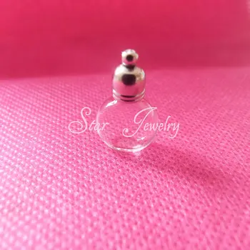 

5mm diam mini glass vial rice bottle flat back +round cap/pdbq