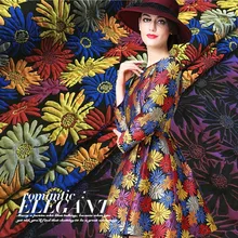 Красочные большие подсолнухи тиснением парчи жаккардовое платье ткань, металлик жаккардовая ткань, женское платье или пальто полиэстер ткань