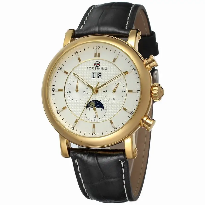 

Fornisining Mens Watches Top Brand Luxury Clock Automatic Mechanical Watch Men Business Genuine Leather Strap Sport Wrist Watch
