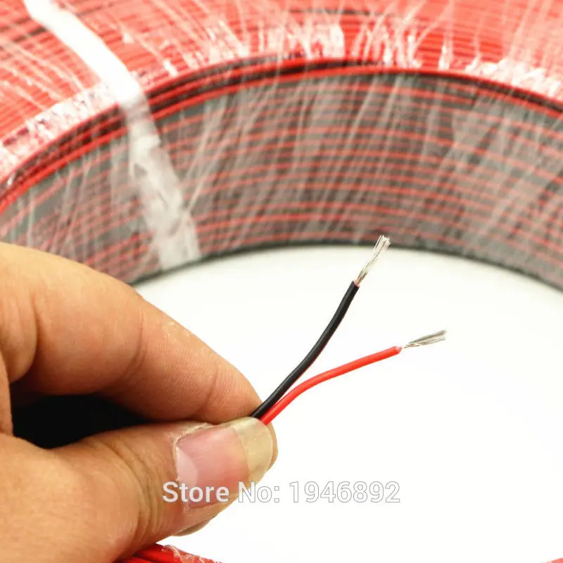 50 метров 164 футов Луженая Медь 22 AWG 2 pin Красный Черный Кабель ПВХ изолированный