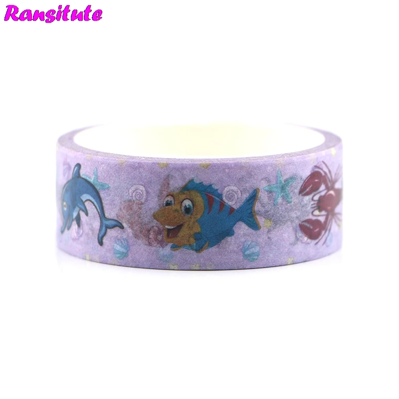 Ransitute R478 Marine Life Cute Washi Tape Color Manual DIY Decorative Masking Tape Removable Sticker School Supplies