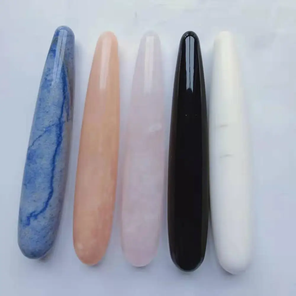 

High Quality Cheap Price 17CM Wand Stone Variety Gemstone Crystal Healing Massager Wand Stone Hand Polished For Gift WYQ