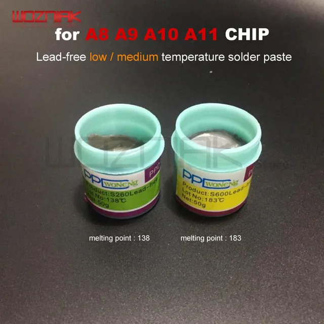 Pasta de soldadura de baja temperatura sin plomo PPD, el mejor punto de fusión de 138 / 183 grados, para IPHONE A8, A9, A10, A11, CHIP especial de pulpa de estaño Pasta de soldadura de baja temperatura sin plomo PPD, el mejor punto de fusión de 138 / 183 grados, para IPHONE A8, A9, A10, A11, CHIP especial de pulpa de estaño