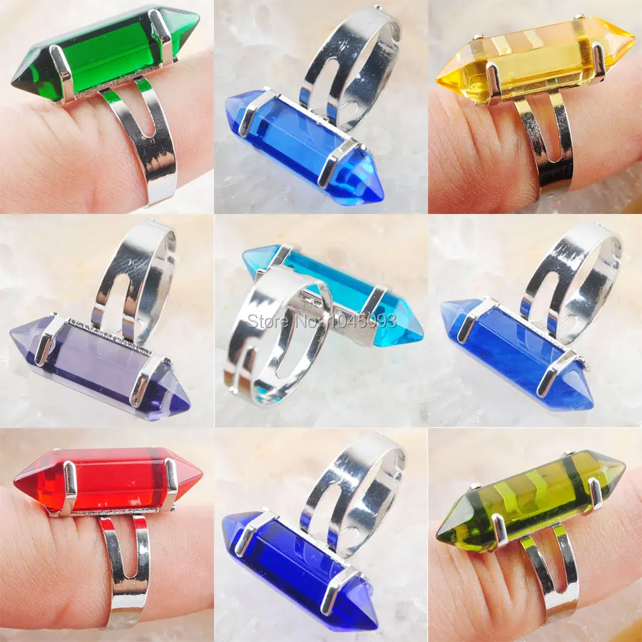 

YOWOST Free Shipping Natural Quartz Gem Stones Healing Reiki Chakra Choko Hexagonal Beads Ring Charm US6~10 QBX304