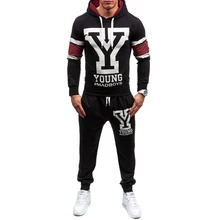 Zogaa для мужчин комплект из двух предметов Новая мода толстовки с капюшоном Спортивная костюм Толстовка Осень Спортивная