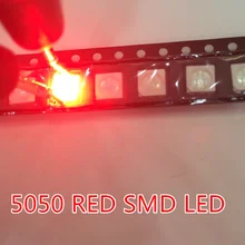 1000 шт. 5050 Светодиодный светильник(светодиодный s) SMD 5050 красный светодиодный. 5,0*5,0 мм SMD светодиодный 5050 красный светильник 620-625NM чип-6 PLCC-3