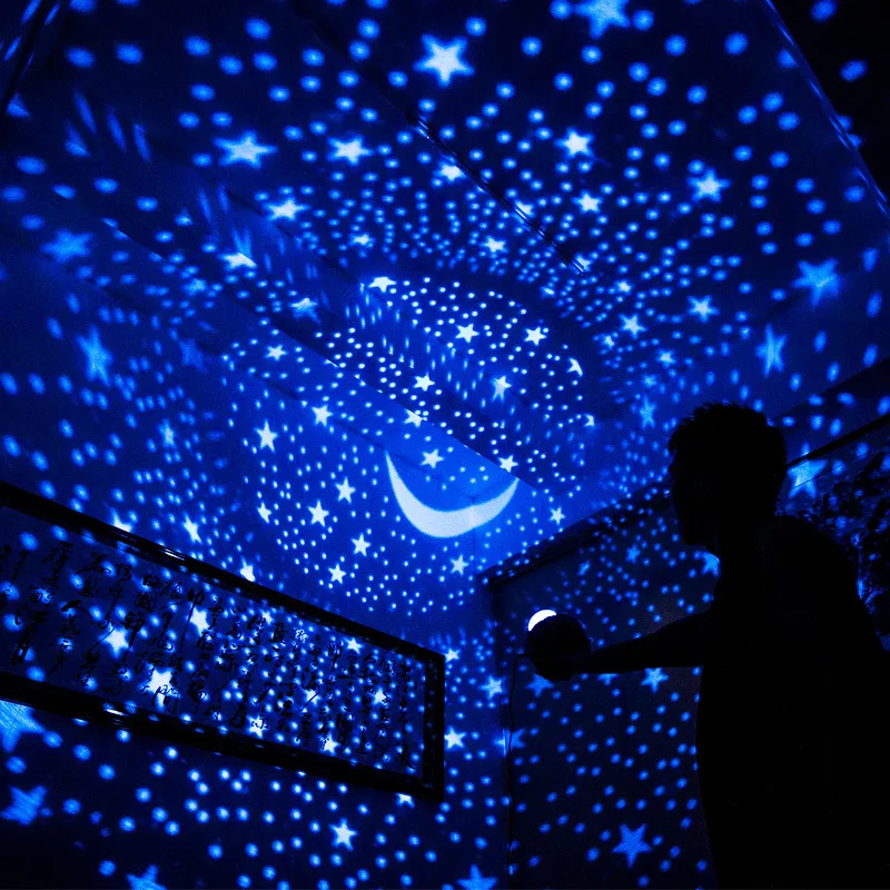 Night Light Starry Sky Projector Lampara Proyector Estrellas Moon Lamp  Rotating 5 Set Films Children's Room Decor Toys For Child - AliExpress