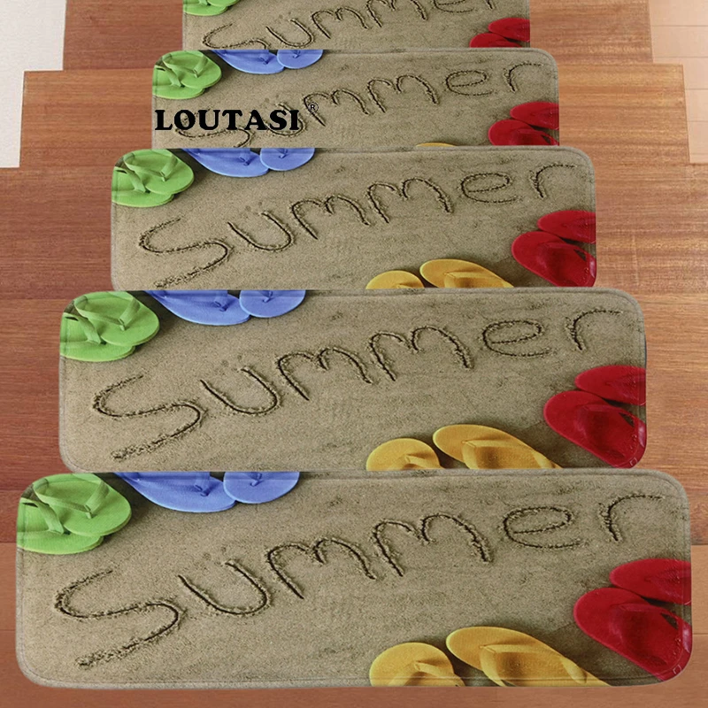 LOUTASI 5pcs/lot Summer Style Pattern Stair Carpets Treads Self-adhesive Non-slip Floor Staircase Stair Mats Rugs Home Decor LOUTASI 5pcs/lot Summer Style Pattern Stair Carpets Treads Self-adhesive Non-slip Floor Staircase Stair Mats Rugs Home Decor
